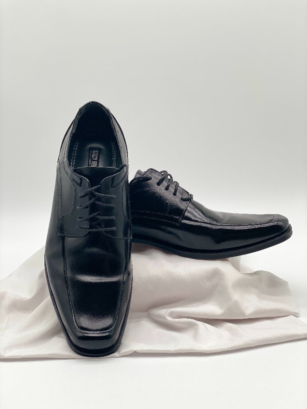 Stacy Adams Black Leather Square Toe Dress Shoes Oxford Lace-Up Men's 13M